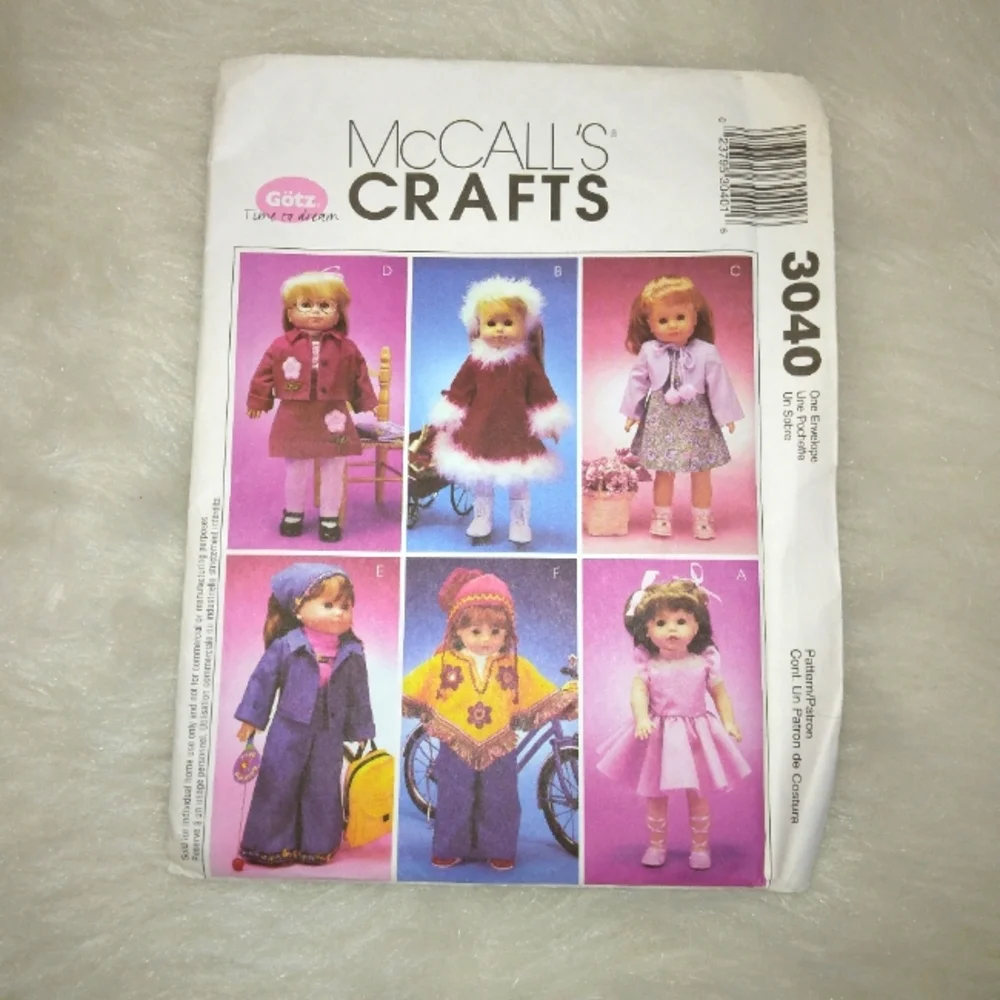 MCCALL'S 3040 wardrobe for American Girl Doll, Gotz, and other 18 inch …